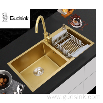 Double bowl stainless steel kitchen sink handmade
